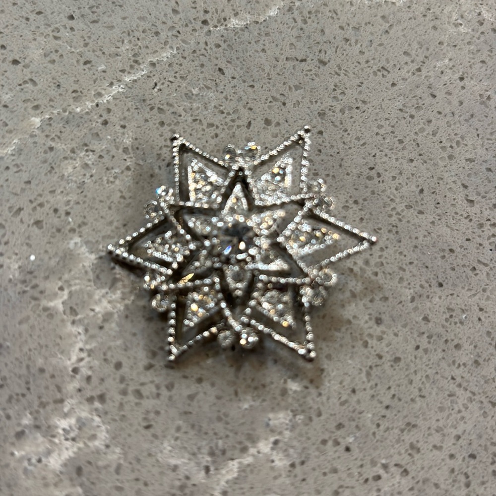 Vintage Silver Star Gemstone Pendant Brooch